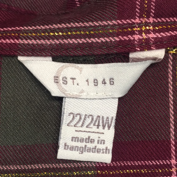 CATO Holiday Christmas Celebration Gold Metallic Thread Peplum Extra Long Line - Picture 14 of 16